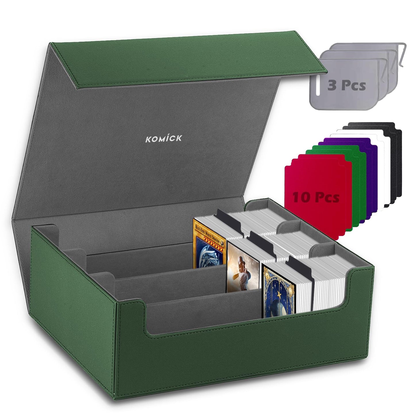 Estuche para barajas de cartas 1800, caja de almacenamiento de cuero PU con forro de microfibra Yugioh Deck Box MTG, soporte para tarjetas coleccionables para baraja TCG