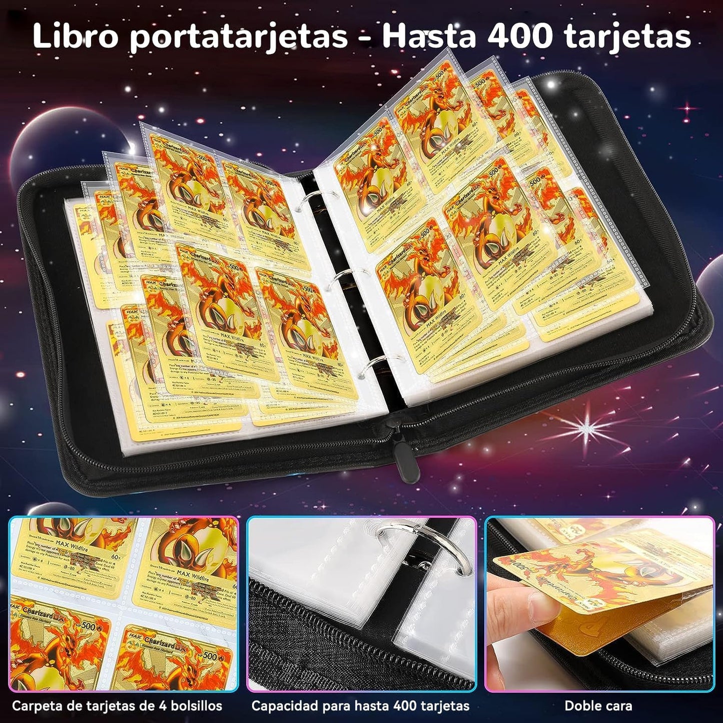 50 Páginas Carpeta de Tarjetas, Álbum para Tarjetas,Estuche Portátil Para Carpetas, Puede Contener 400 Tarjetas,El Mejor Regalo Para Coleccionistas Y Niños,Regalos De Halloween.(color)