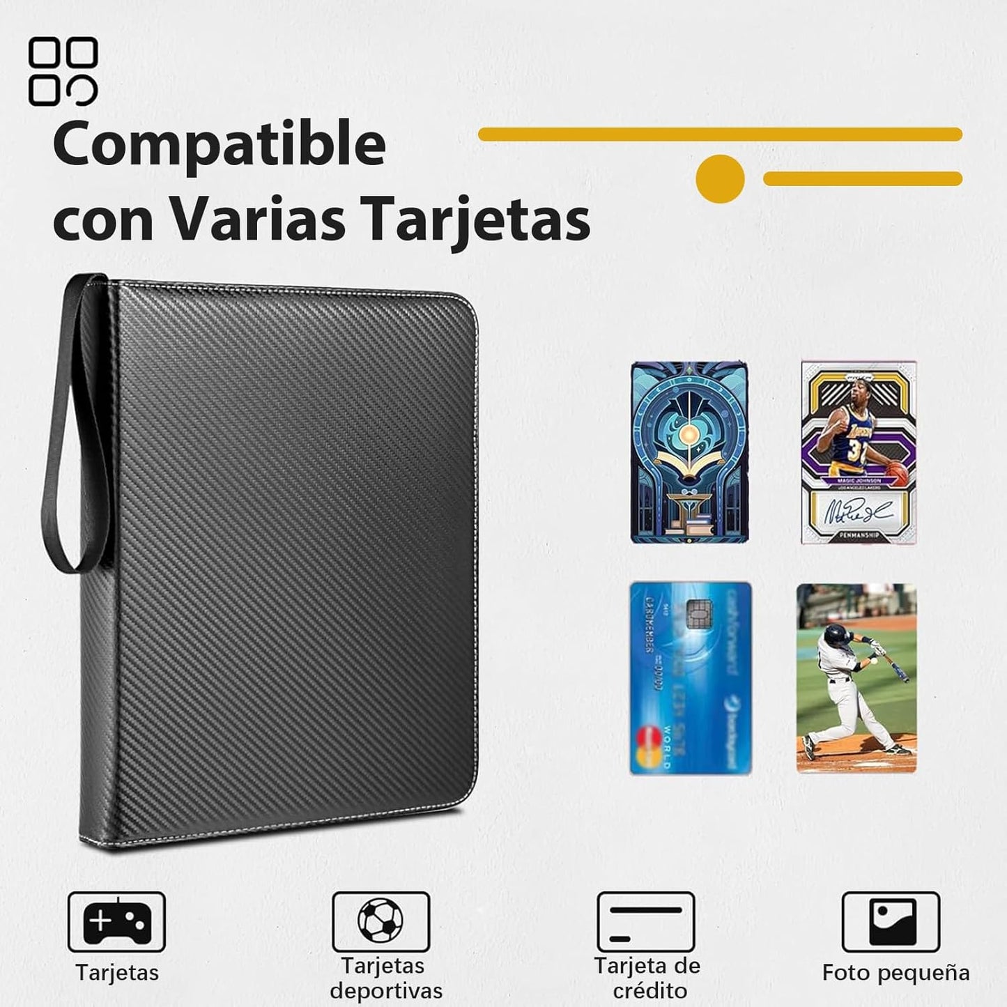 Janety Álbum de 900 Cartas, Binder TCG con 9 Bolsillos 50 Páginas, Carpeta para Tarjetas Coleccionables, Compatible con MTG, Cartas Deportivas y Cartas de Juegos