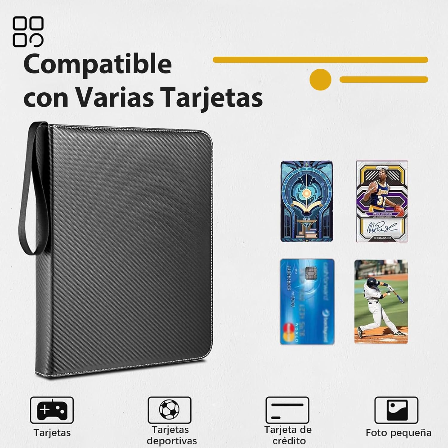Janety Álbum de 900 Cartas, Binder TCG con 9 Bolsillos 50 Páginas, Carpeta para Tarjetas Coleccionables, Compatible con MTG, Cartas Deportivas y Cartas de Juegos