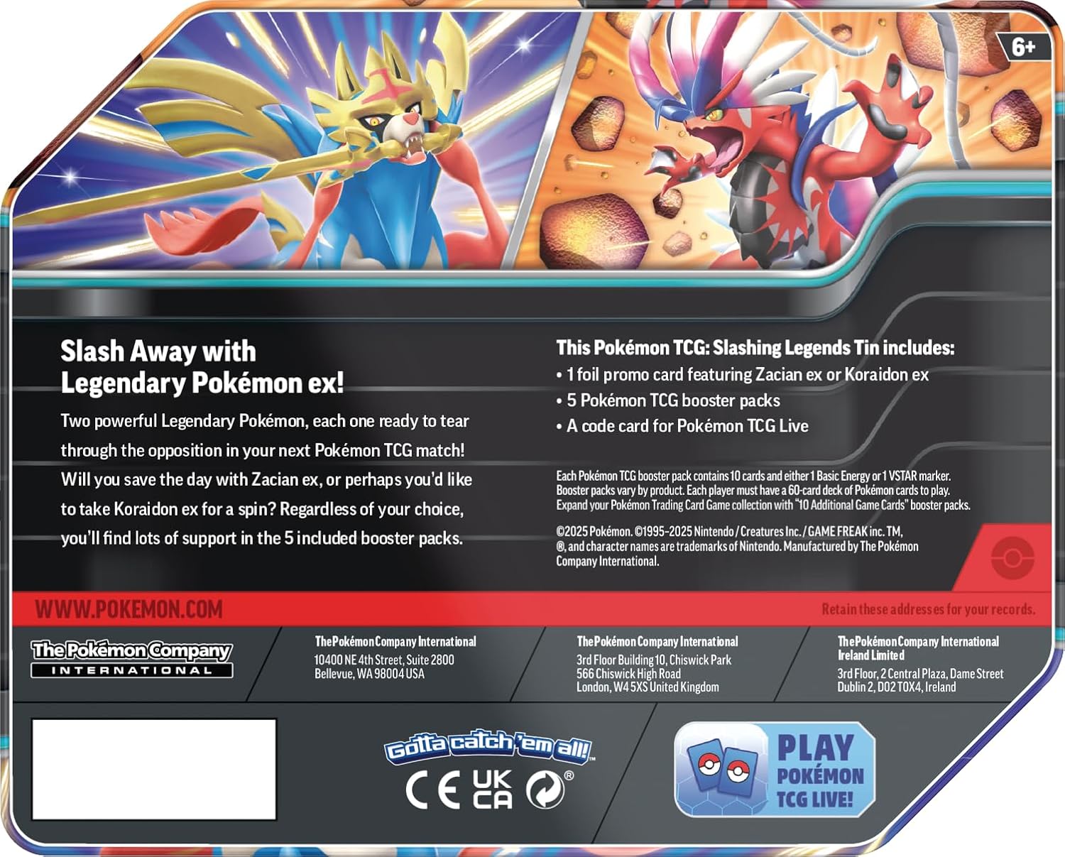 Pokémon TCG: Slashing Legends Tin - Zacian ex