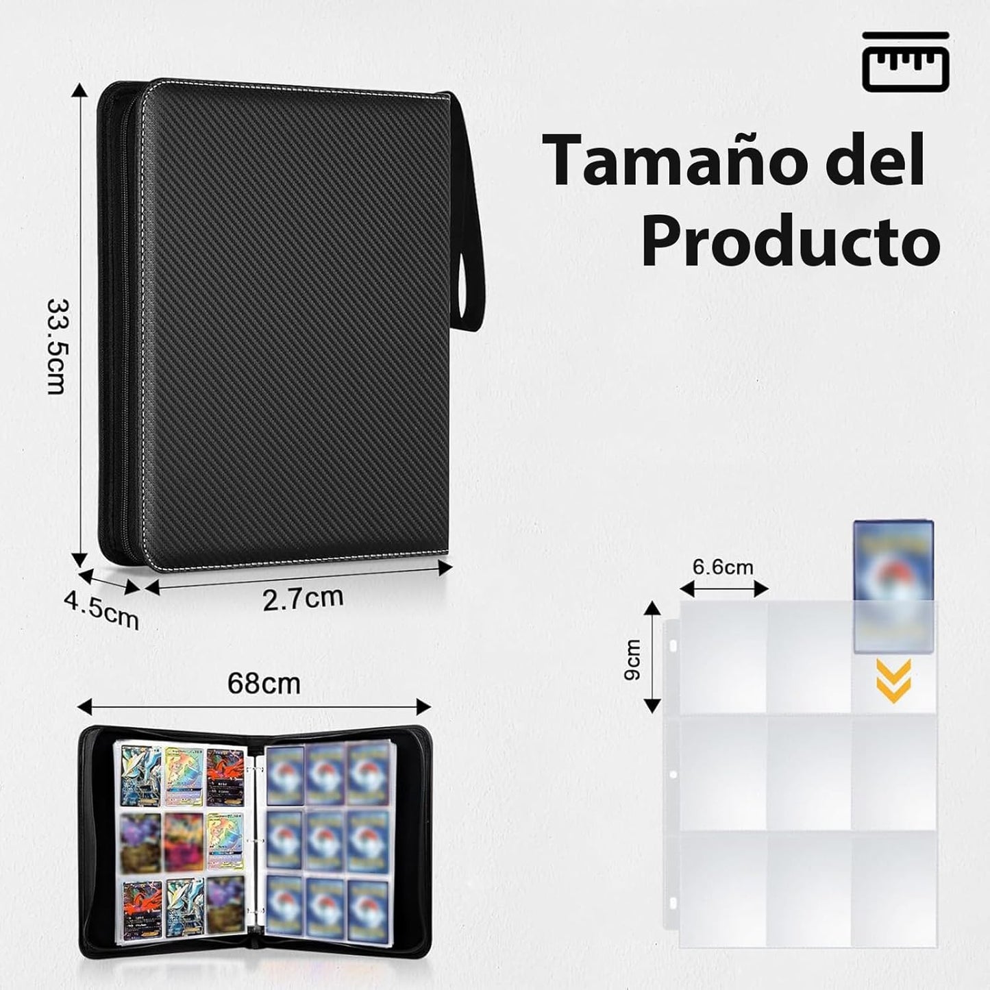 Janety Álbum de 900 Cartas, Binder TCG con 9 Bolsillos 50 Páginas, Carpeta para Tarjetas Coleccionables, Compatible con MTG, Cartas Deportivas y Cartas de Juegos