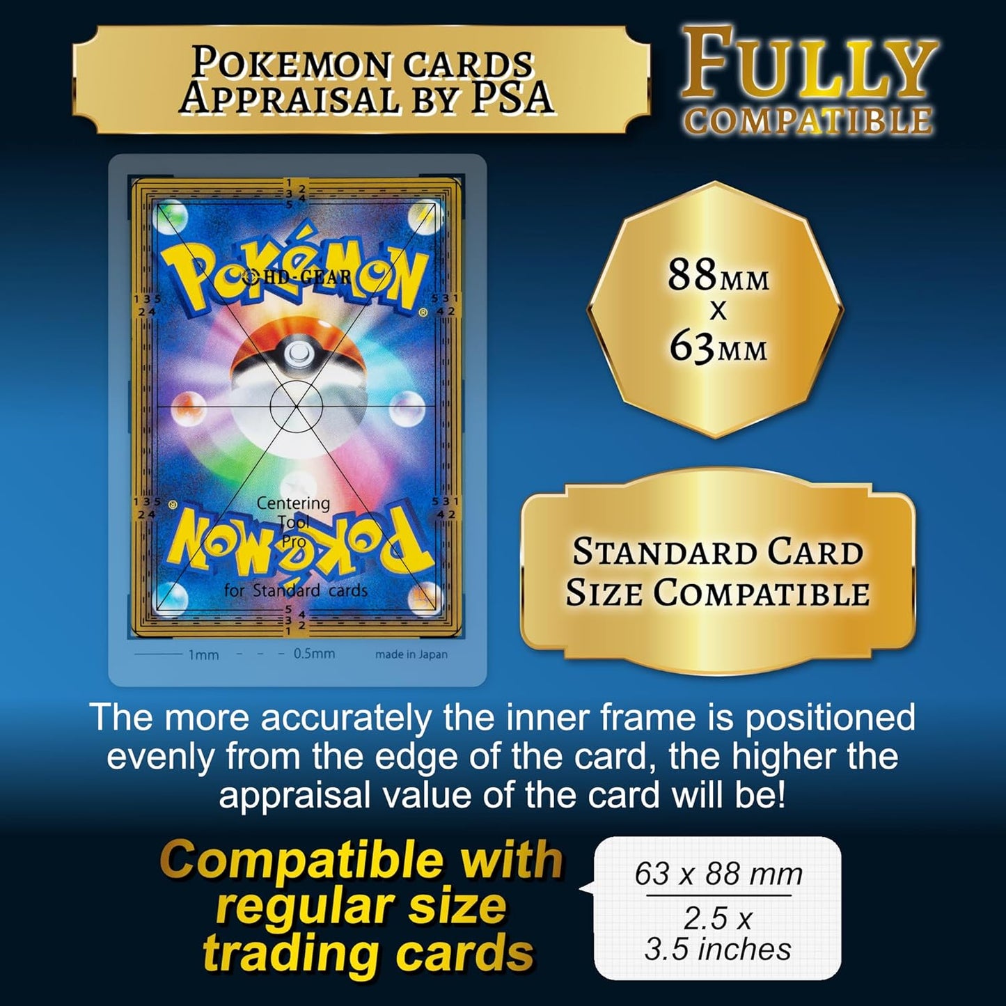 HD-GEAR - Kit de clasificación de tarjetas profesional PSA Pokemon Trading Cards TCG negro y blanco juego para tarjetas de tamaño estándar