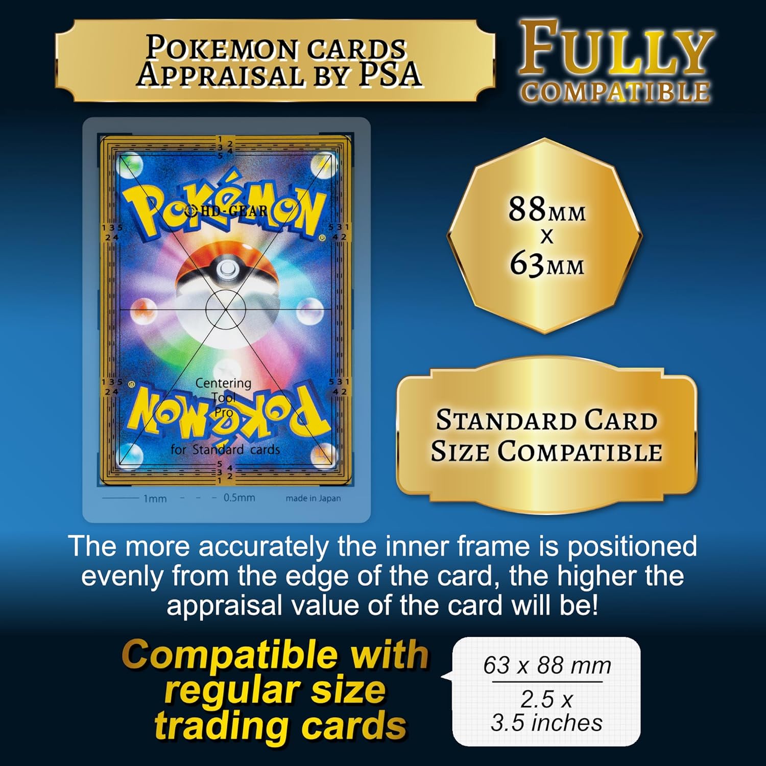 HD-GEAR - Kit de clasificación de tarjetas profesional PSA Pokemon Trading Cards TCG negro y blanco juego para tarjetas de tamaño estándar