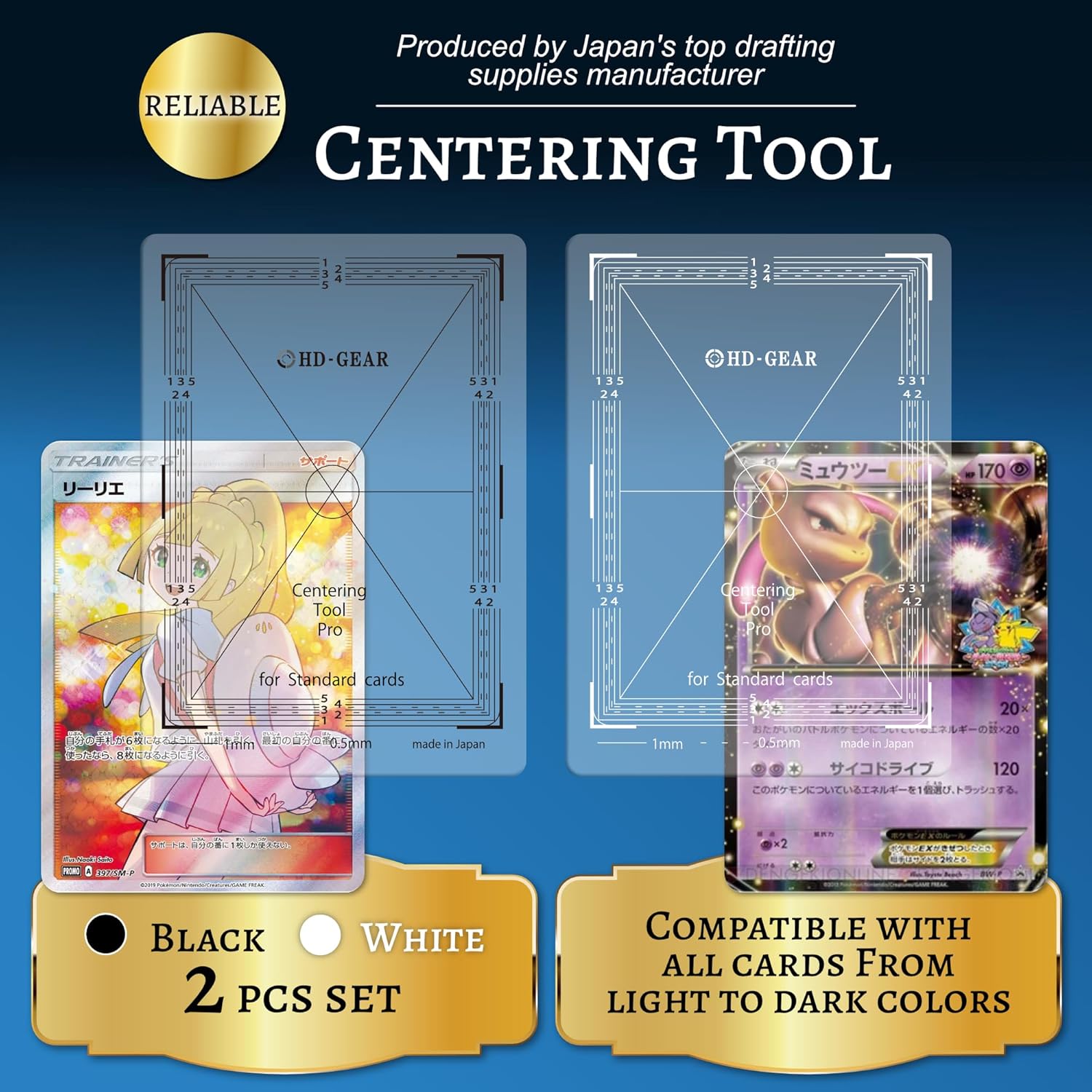 HD-GEAR - Kit de clasificación de tarjetas profesional PSA Pokemon Trading Cards TCG negro y blanco juego para tarjetas de tamaño estándar