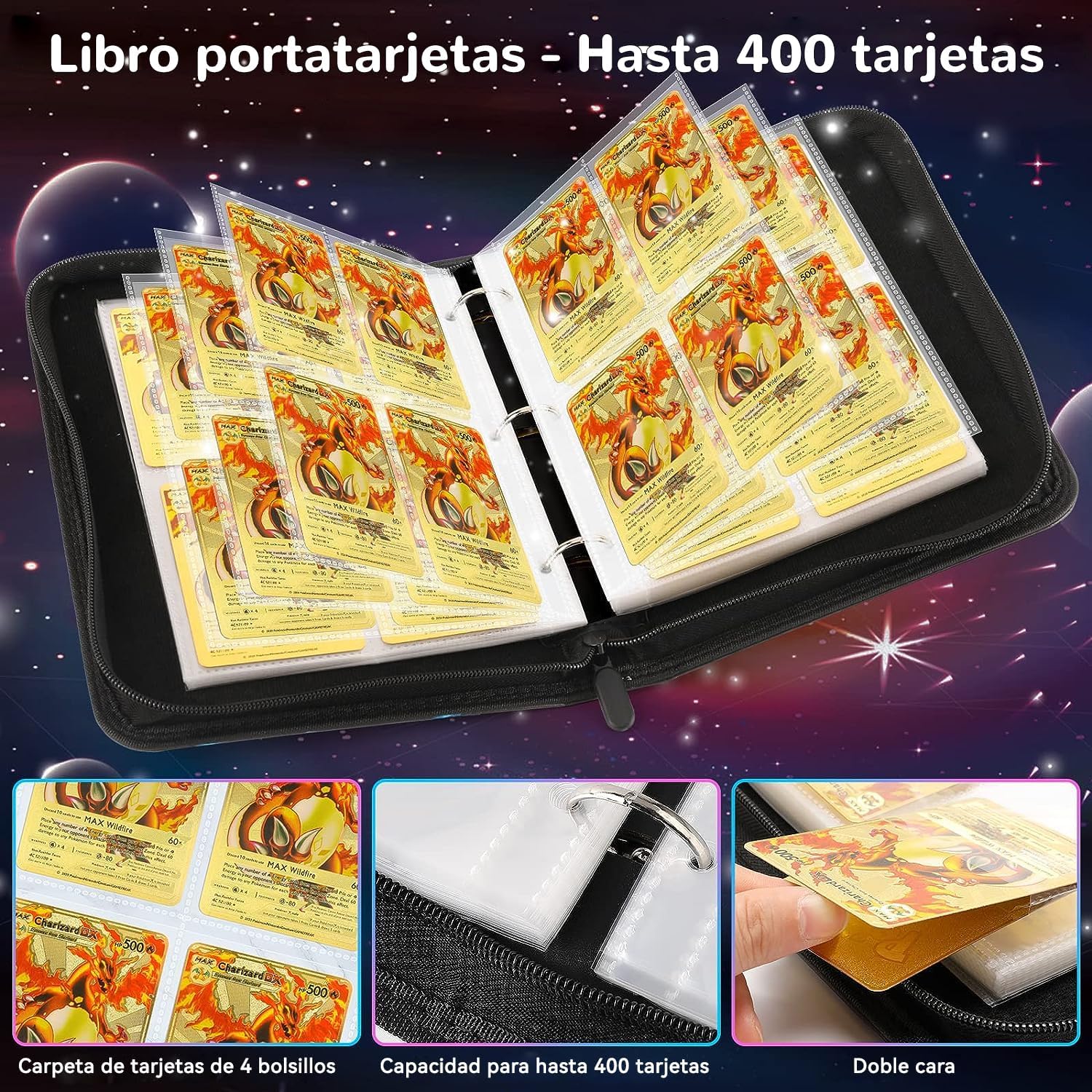 50 Páginas Carpeta de Tarjetas, Álbum para Tarjetas,Estuche Portátil Para Carpetas, Puede Contener 400 Tarjetas,El Mejor Regalo Para Coleccionistas Y Niños,Regalos De Halloween.(color)