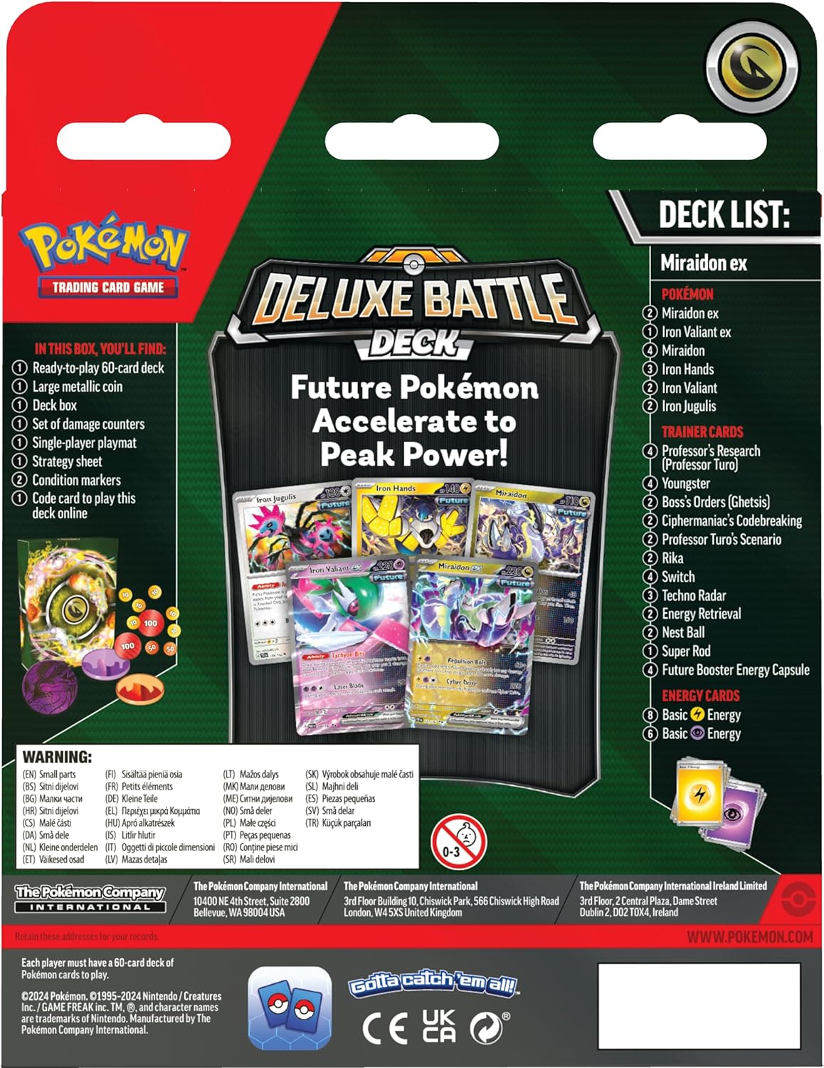 Pokemon TCG: Miraidon ex Deluxe Battle Deck (Baraja de 60 cartas y accesorios listos para jugar)
